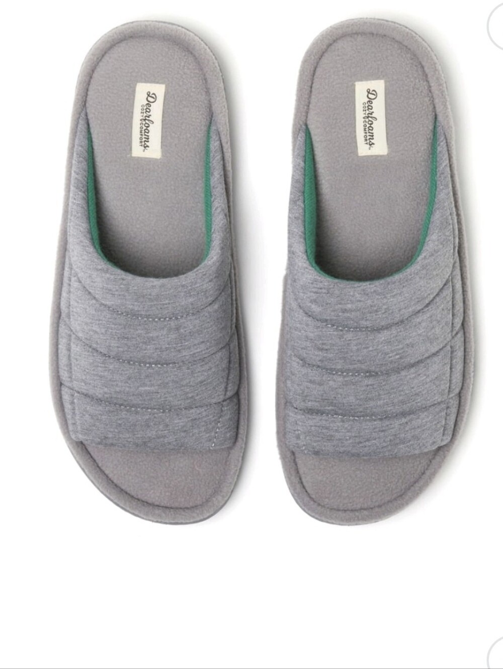 NWT Dearfoams Cozy Comfort Men's Quilted Jersey Slide Slippers
